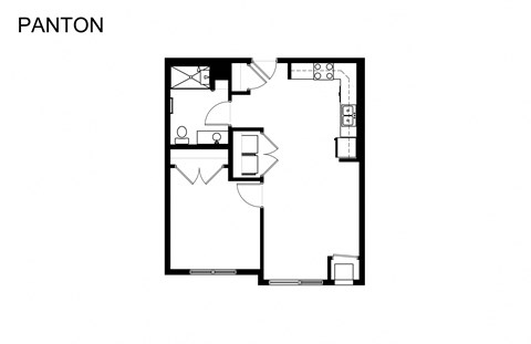 Floor plan for 1 bed, 1 bath, 802 sqft